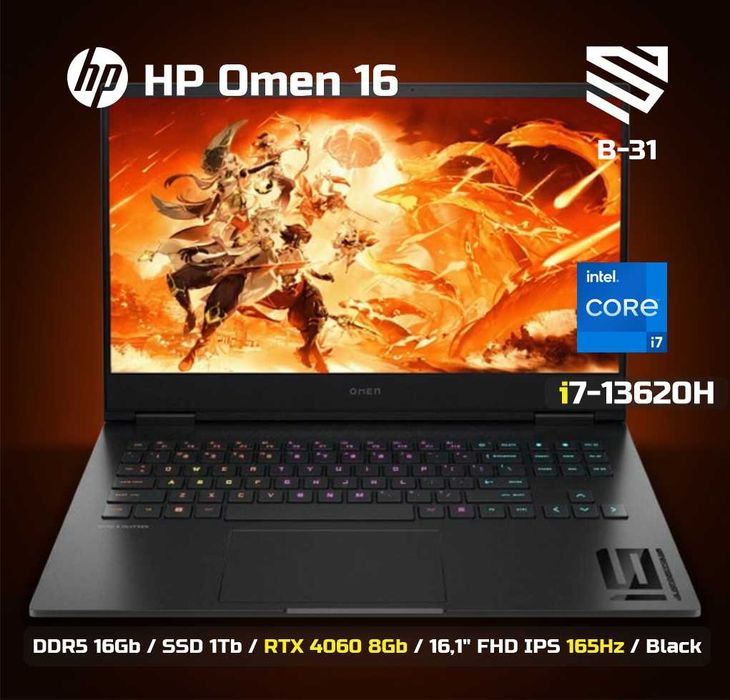 HP Omen 16 / i7-13620H / 16Gb D5 / SSD 1Tb / RTX4060 8Gb / 16,1" 165Hz