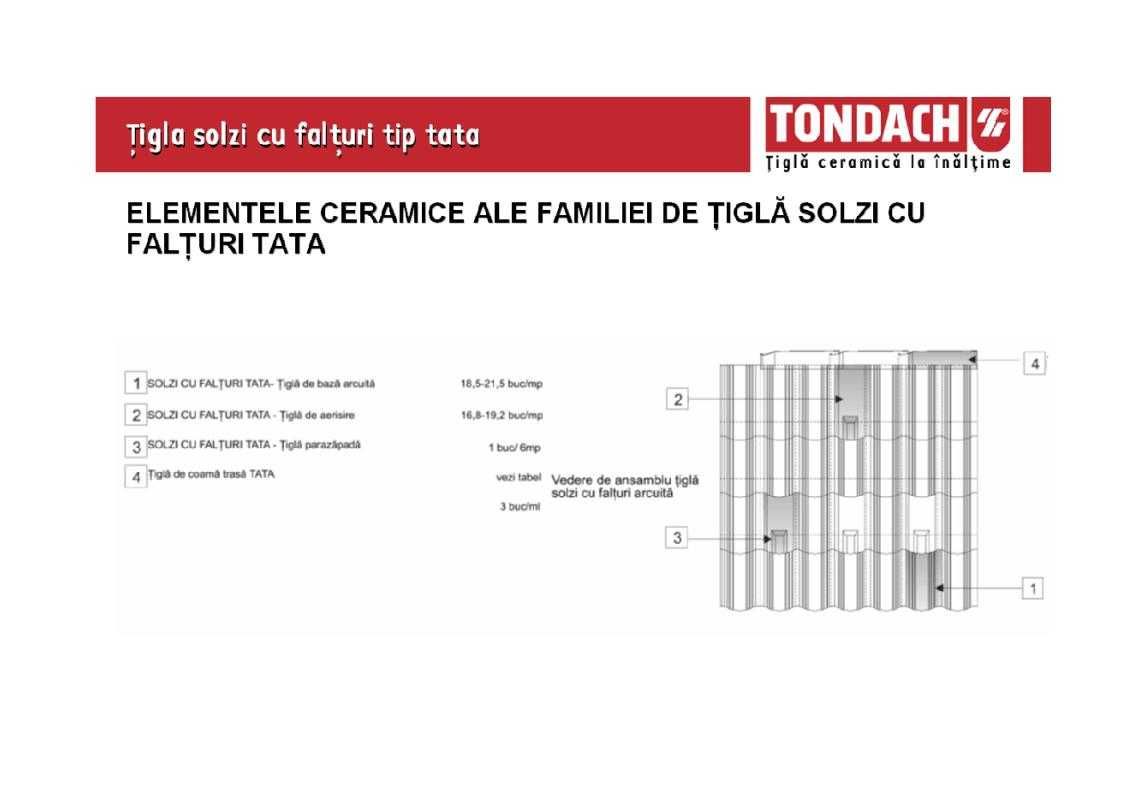 Țigle ceramice Tondach solzi cu falțuri culoare natur palet original