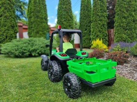 Tractor electric cu remorca si telecomanda XL, roti EVA, 24V7Ah