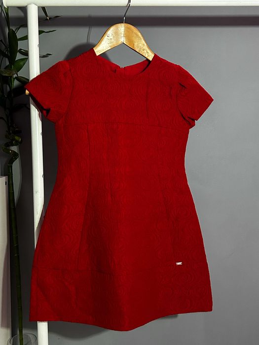 Mayoral girls' red short sleeve dress 8y