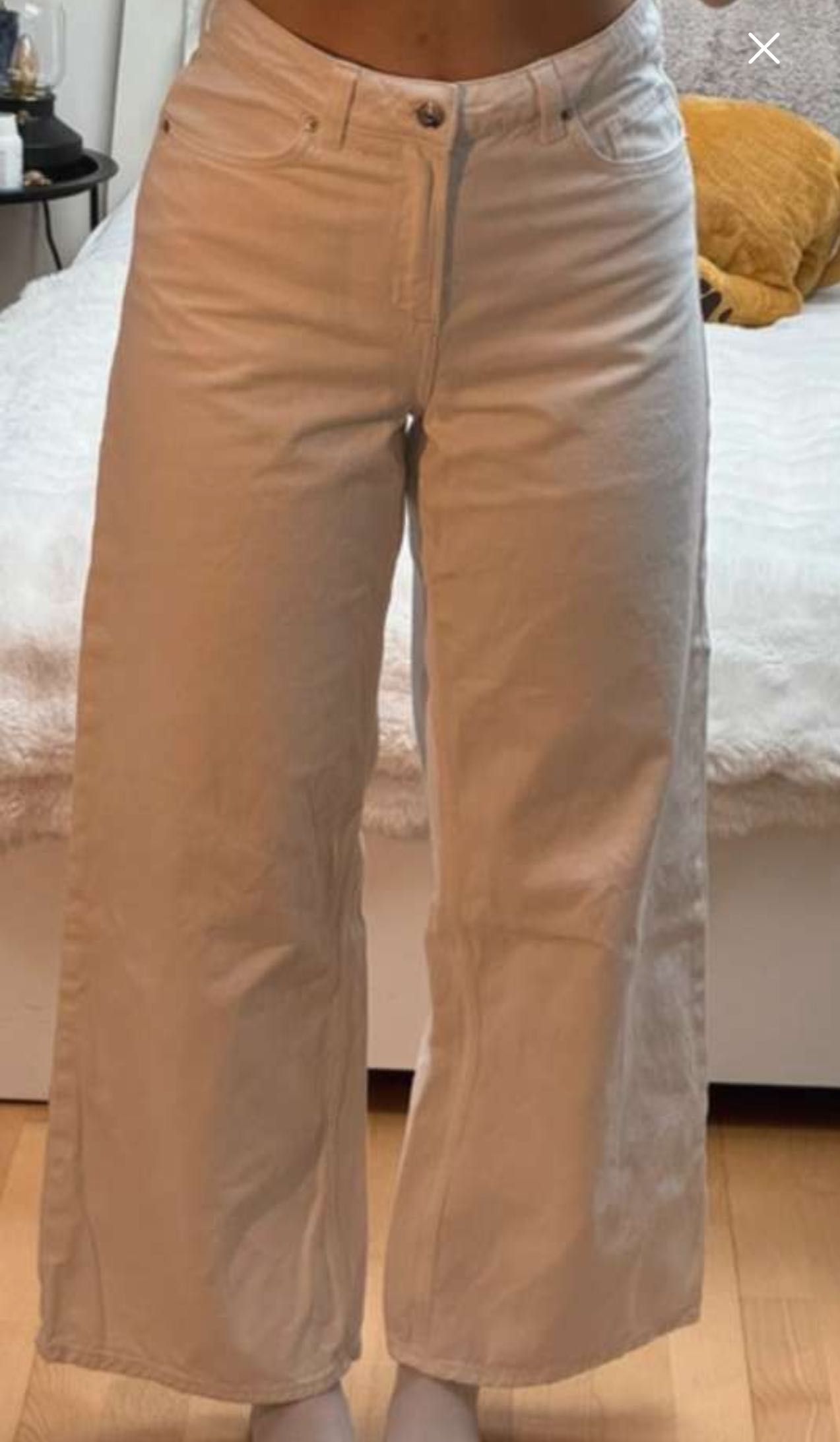Blugi H&M albi wide leg