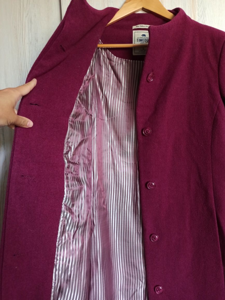 Топло палто Timeout с вълна, в цвят бордо, L - размер