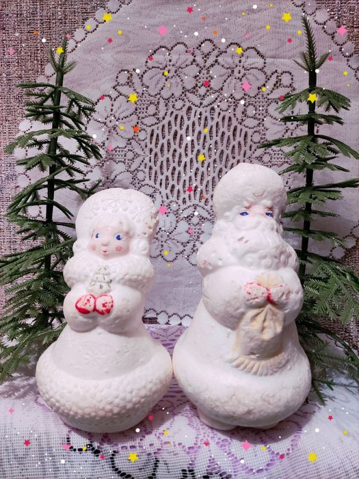 Дед мороз и Снегурочка пенопласт,СССР(реставрация-ручная работа) )