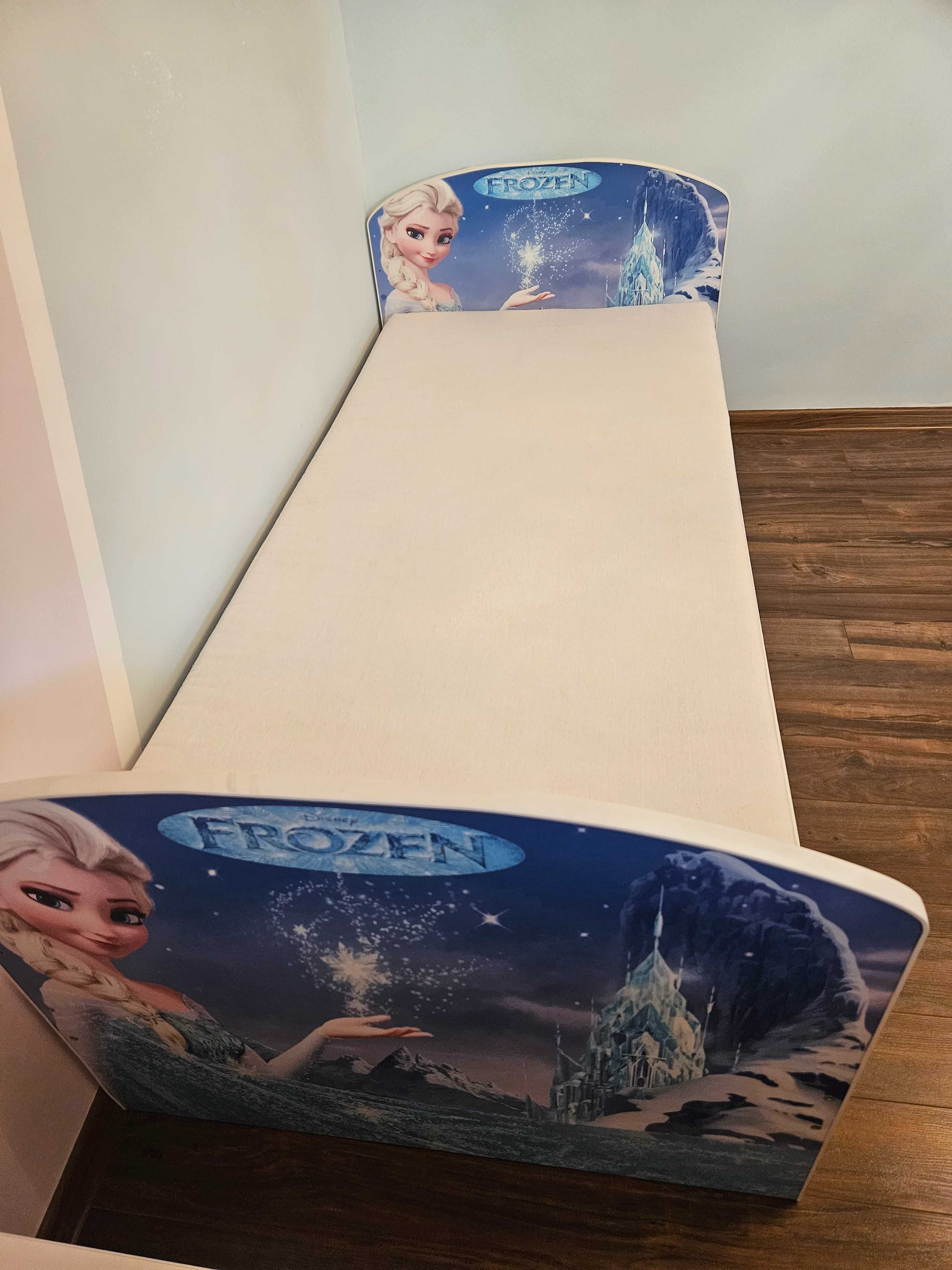 Pat Elsa Frozen cu saltea +  noptiera + veioza,  lenjerie, 3 tablouri