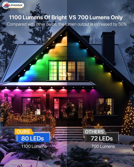 Lumini exterior smart permanente 80 led uri 30m lungime(govee,Philips)