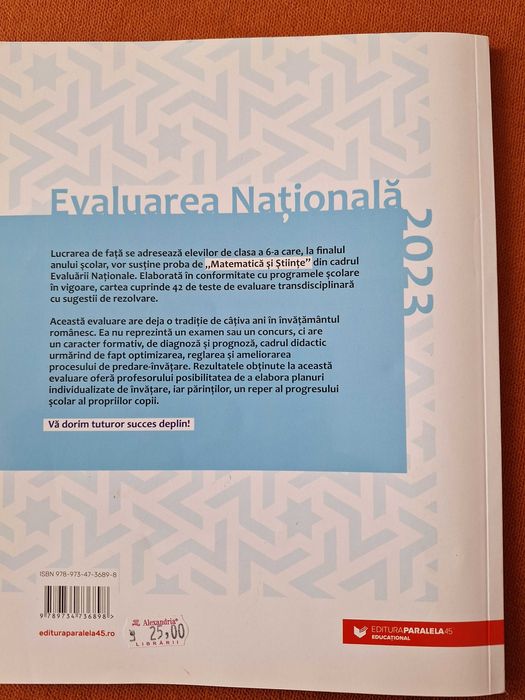 Evaluarea Națională 2023 la finalul clasei a 6-a - Matemati și Științe