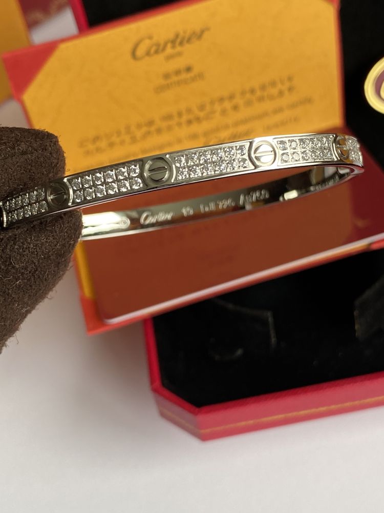Brățară Cartier LOVE 19 White Gold 585 model slim full diamond