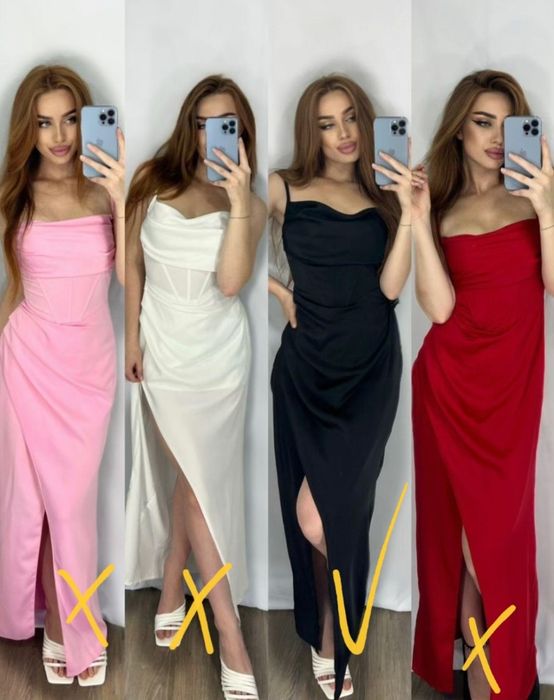 Вечернее платье атласное черное