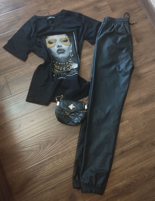 Джоггеры эко-кожа размер м-л в отличном состоянии