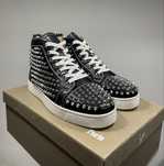 Christian Louboutin Suede Black White Spikes