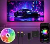 Banda LED HOTUT, iluminare de fundal TV, 5 m, Bluetooth - Produs NOU