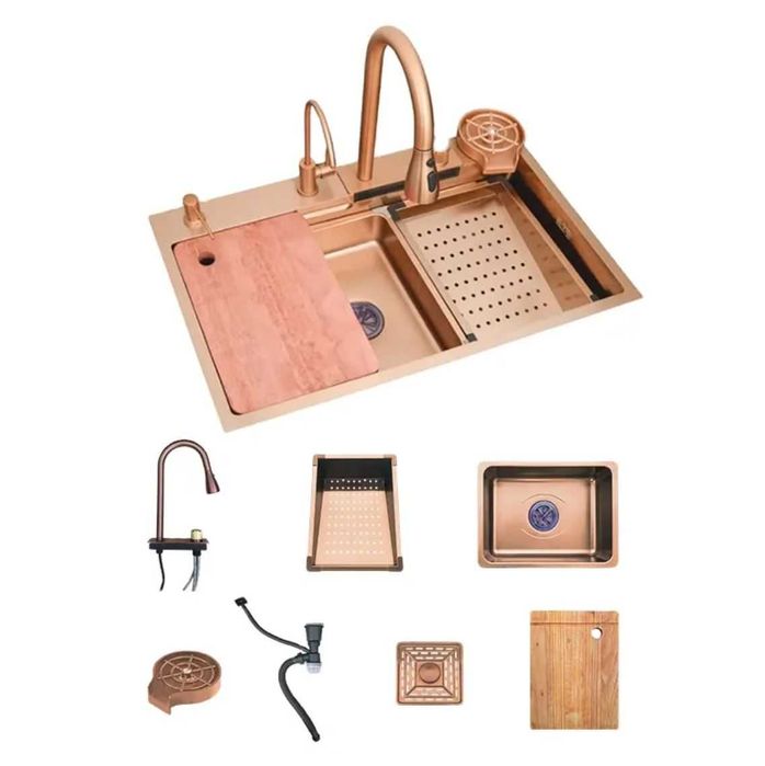 REDUS Chiuveta bucatarie Gold-Rose multifunctii 75x45 TransportGratuit