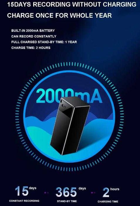 OTG 2хMic 360° DSP Магнитен Шпионски АудиоРекордер Глас Активация 384ч