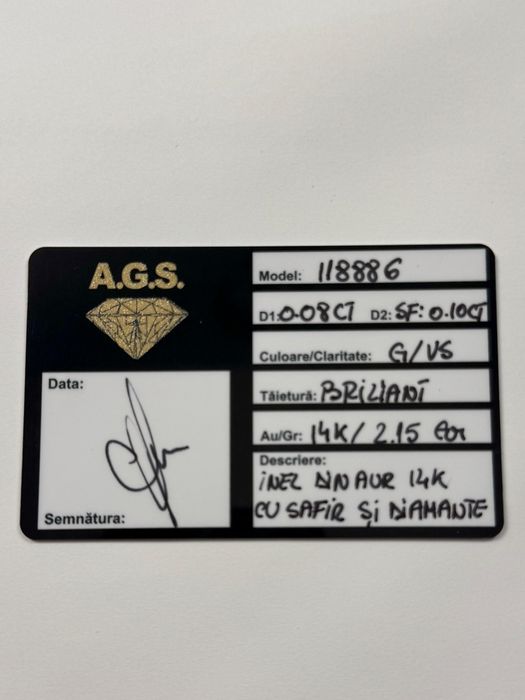 Inel Aur , Diamant și Safire
