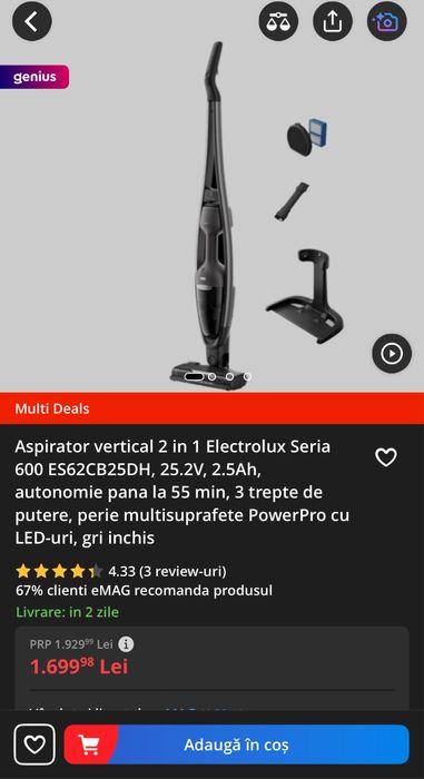 Aspirator vertical 2in1 AEG QX9 Flexibility Allergy cu acumulator nou