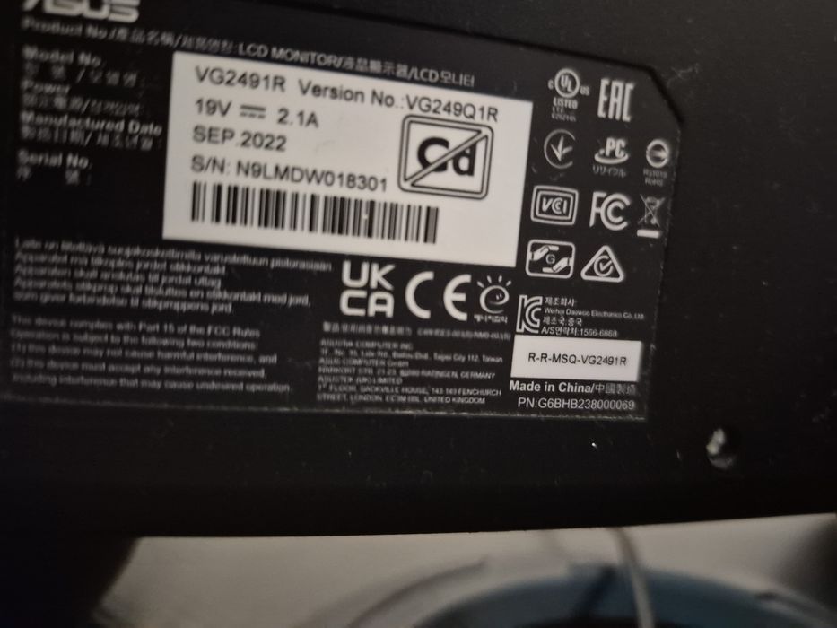 Monitor pc asus tuf defect