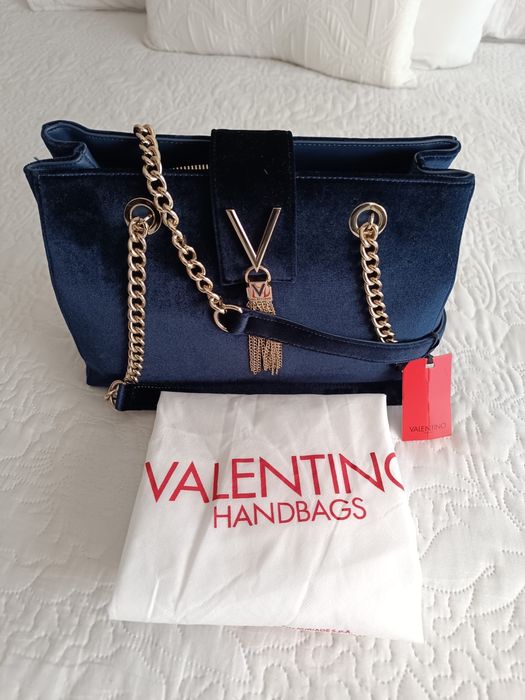 Geanta Mario Valentino albastru catifea