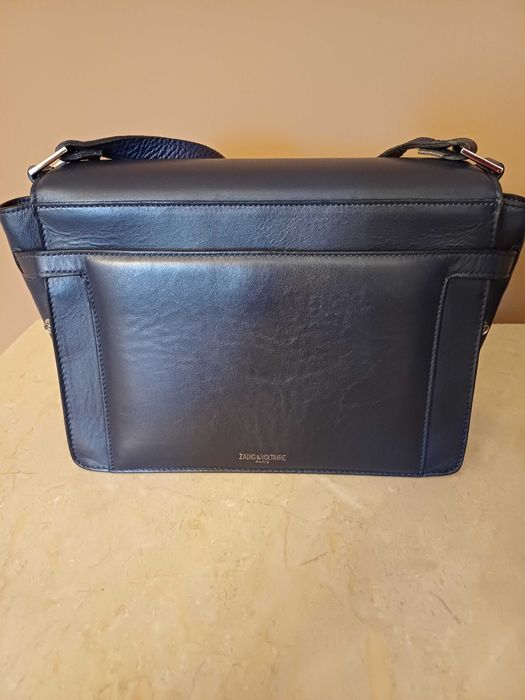 Geanta piele bleumarin Zadig & Voltaire