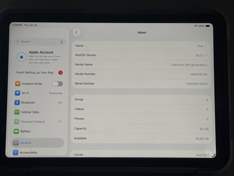 Apple iPad Mini 6 2021 64Gb cu sim 5G cellular MDM citeste descrierea!