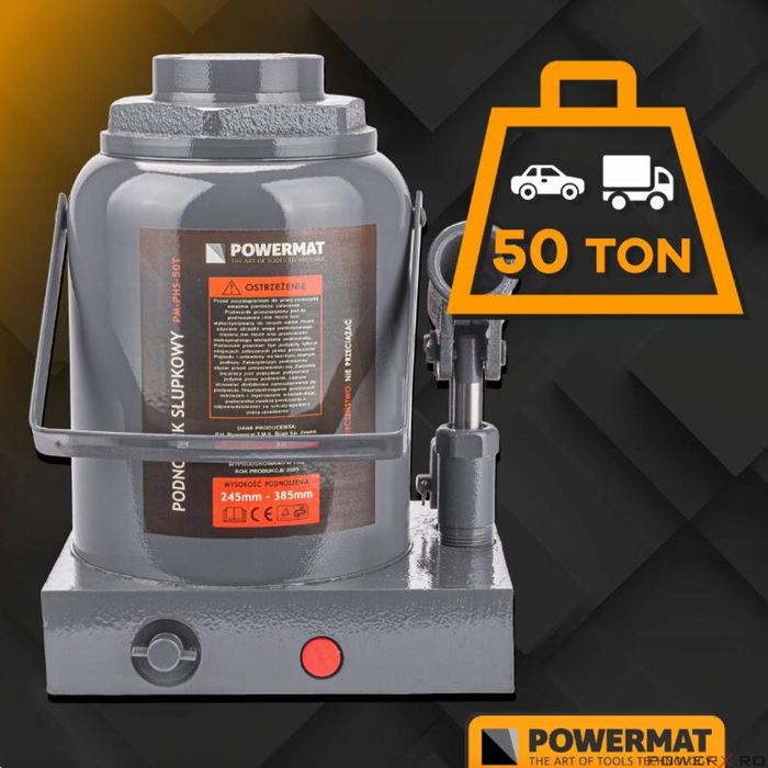 Cric hidraulic, capacitate 50 tone, 385 mm - 245 mm, Powermat