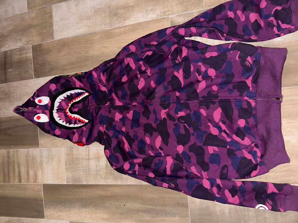 Hanorac Bape Cammo Shark Purple Full Zip One Hooded