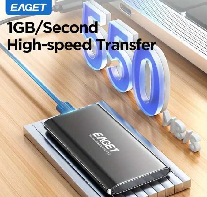 Външен SSD твърд диск EAGET 1TB, USB 3.2 трансфер до 500MB/s (НОВ)