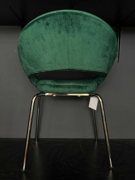 Scaun metalic tapitat catifea verde