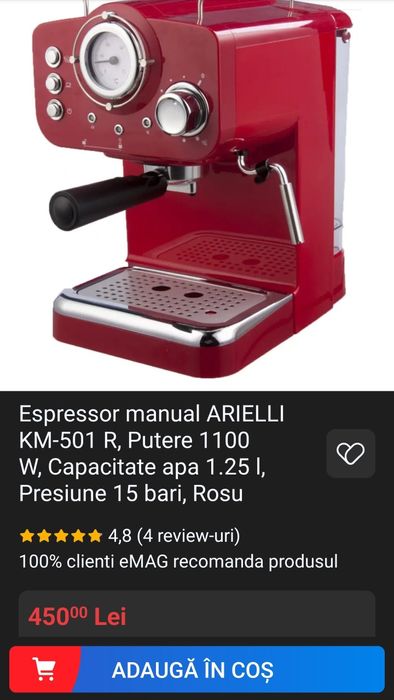 Expresor Myria 15 bar 1100w