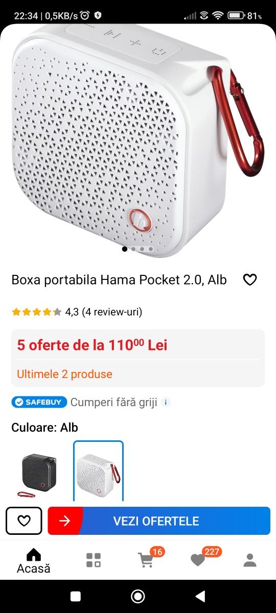 Boxa bluetooth  Hama Pocket 2.0,noua