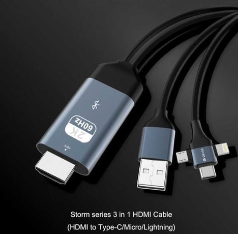 Type C to HDMI HDTV Cable, Micro USB to HDMI,Lightning  към HDMI