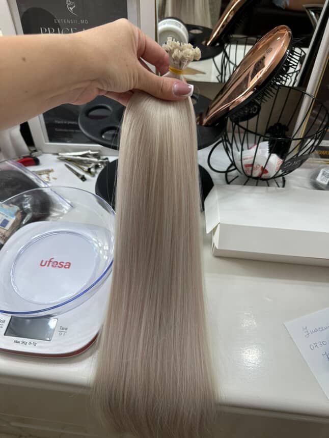 Extensii păr natural – 80 grame, keratină, blond perlat