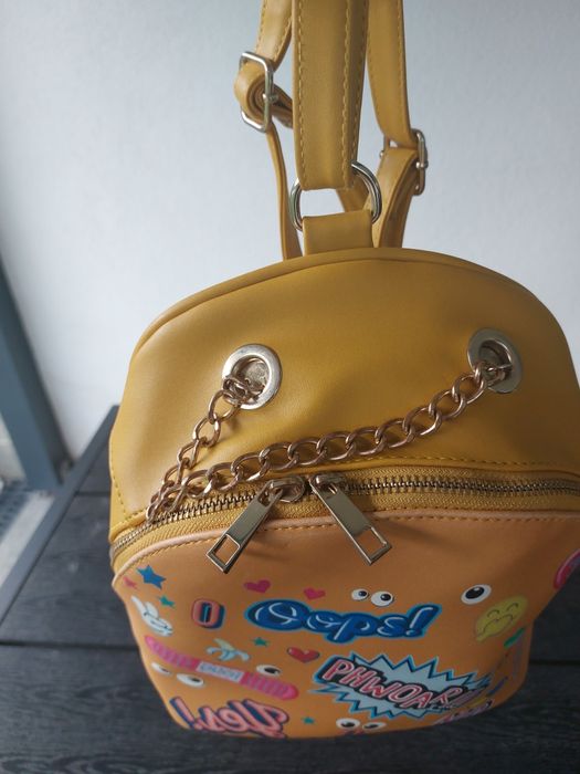 Rucsac Meli Melo, galben cu modele vesele