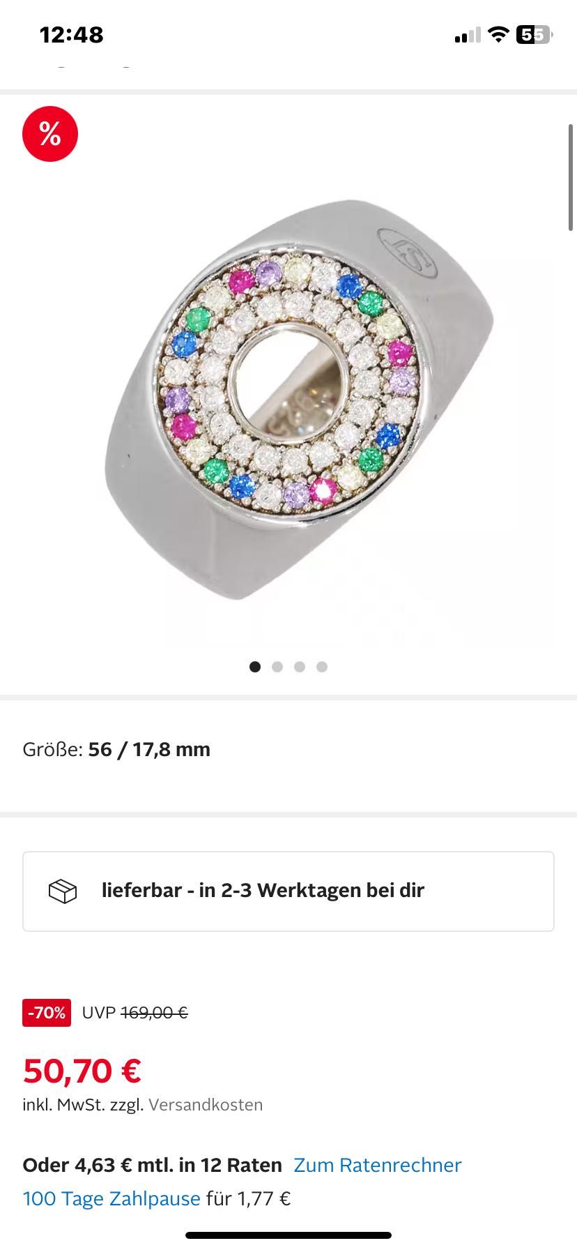 сребърен пръстен с цирконий sif Jakobs