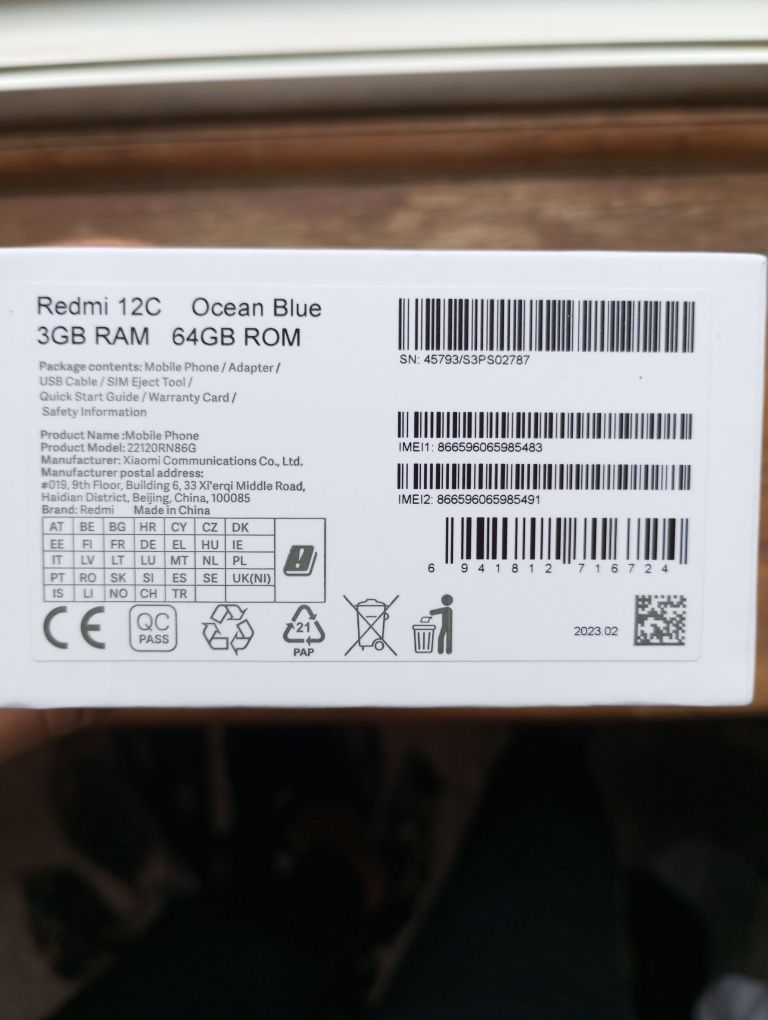 Redmi 12 C ocean blue3G RAM 64GB ROM