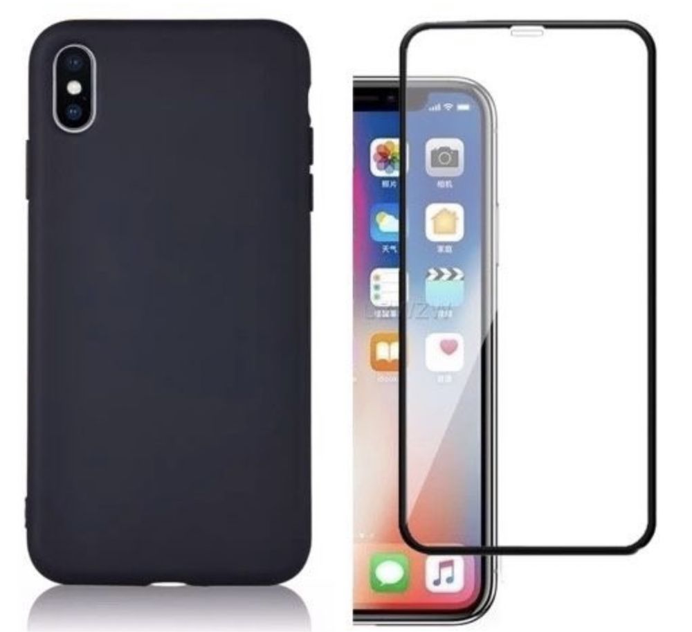 Husa Slim Silicon Catifea Thin si Folie Sticla 22D Iphone X XS XR