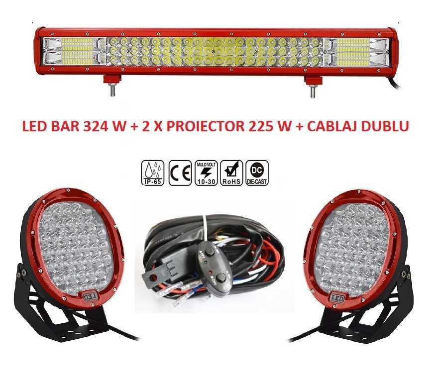 Mega Red Pack, 774W, Led Bar 324W + 2 Proiectoare 225W si Cablaj X 2