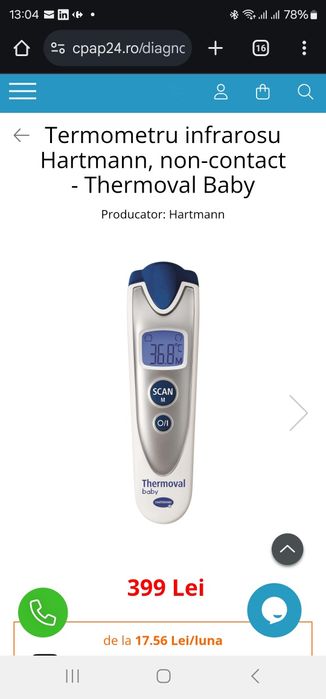 Termometru medical Thermoval digital frunte/ureche infraroșu bebeluși