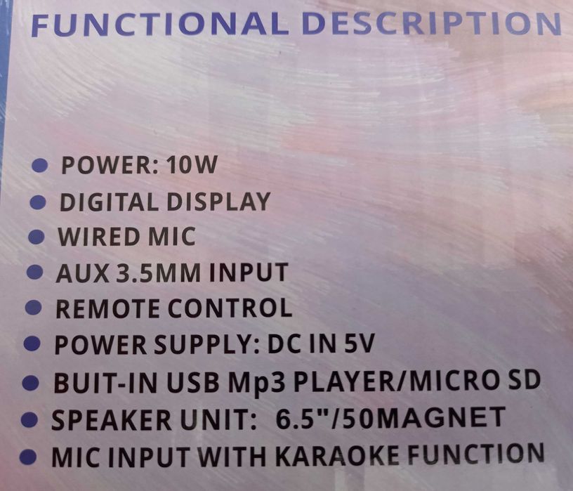 Boxa portabila ,microfon,bluetooth