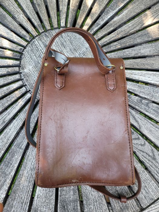 Geanta militara veche din piele naturala