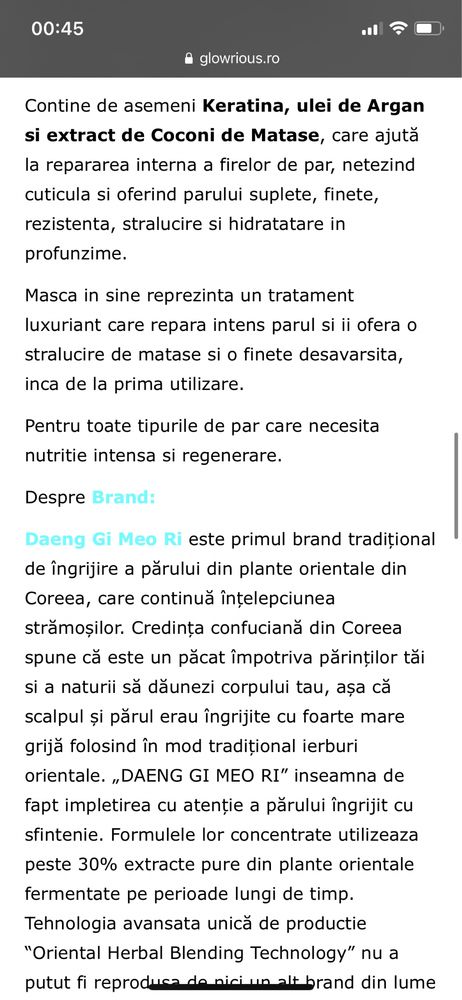 Masca hidratanta coreana Daeng gi meo ri (Glowrious, Sephora)