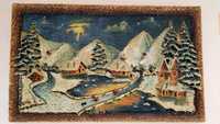 Peisaj de iarnă- tablou vechi 100/60cm - Papier mâché
