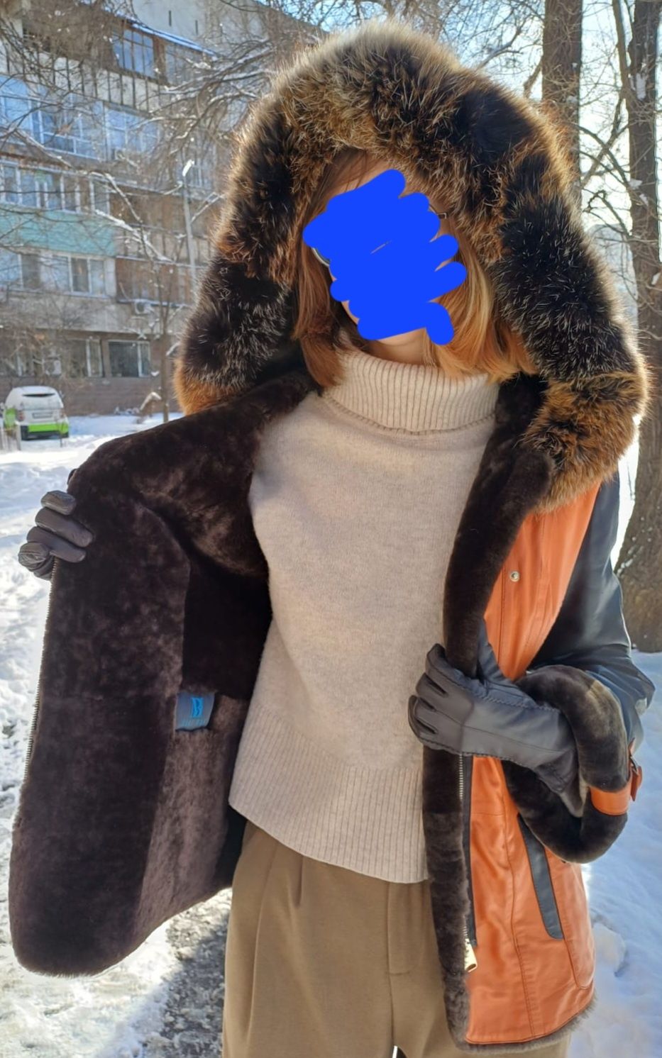 Дубленка из 100% меха и кожи ягнёнка