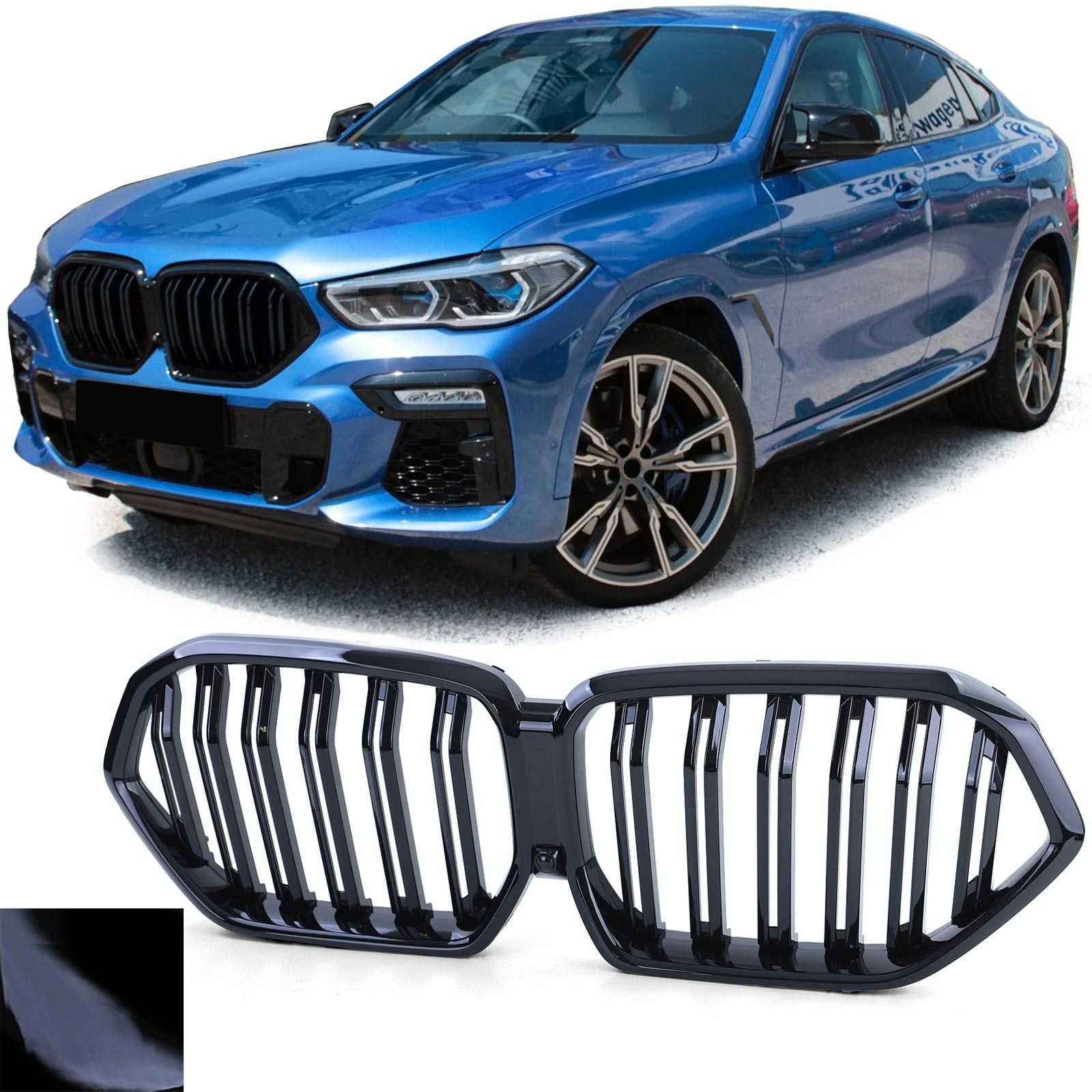 Grile Nari Duble M BMW X6 G06 2019+  Negru Lucios, Compatibil Camera