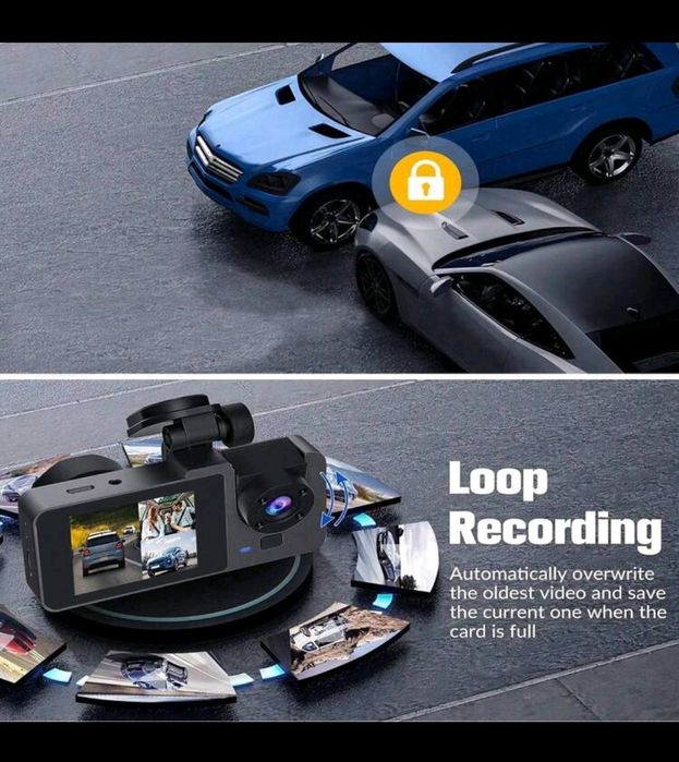 Camera auto de bord triplă