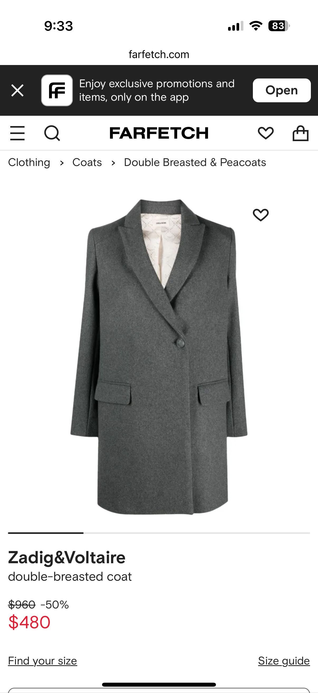 Зимно палто Zadig & Voltaire, XS
