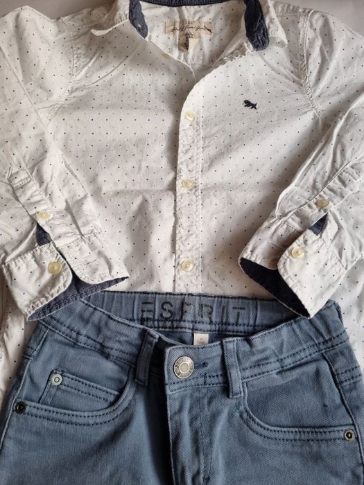 Детска бяла риза H&M и син панталон  Esprit, размер 122 см.