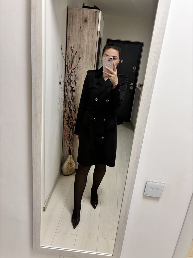 Trench / palton - Stradivarius - marime S - negru