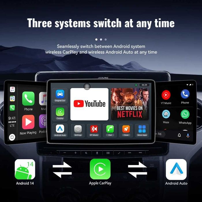 Android auto, CarPlay, Ai Box cu Android 14 Wireless  USB Adapter 3In1