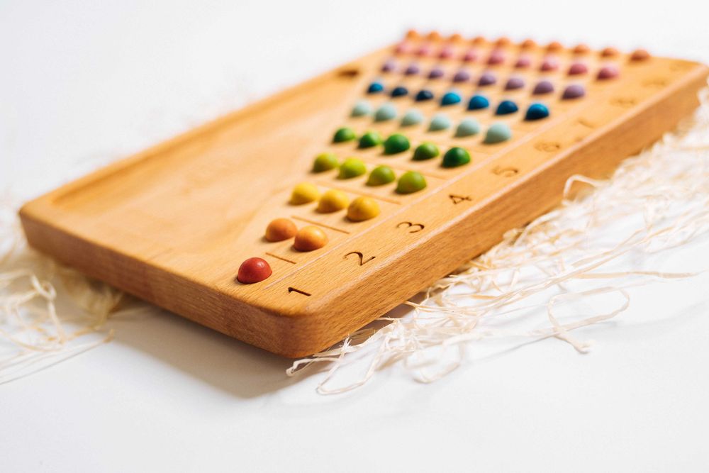 Set Montessori Abacus din lemn pentru numeratie de la 1 la 10