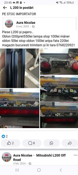 Mitsubishi l200  bara oblon bena far aripa stop  piese de caroserie